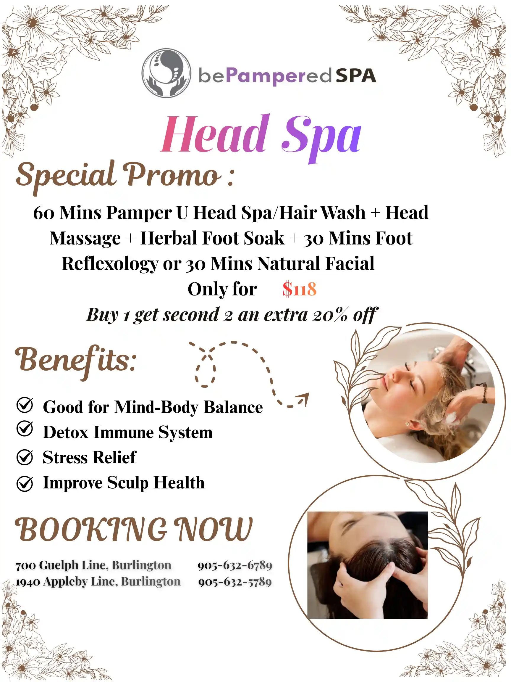 Beige and White Floral Elegant Spa and Beauty Poster